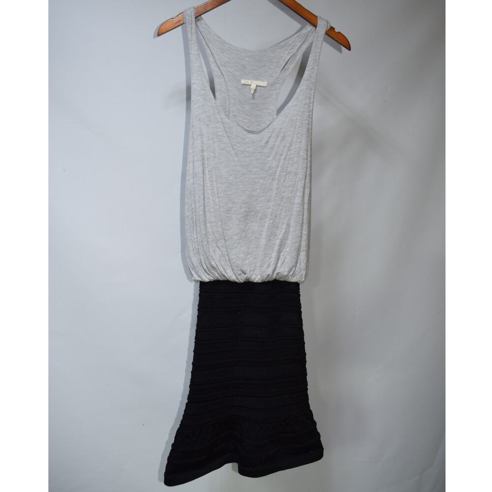 Maje Gray Draped Tank Black Knit Skirt Combo Dress Size 1 US 4 Small